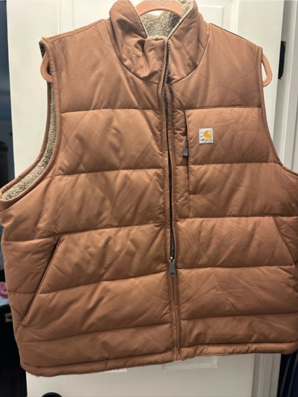 Carhartt Womens XL Tan Quilted Sherpa-Lined Vest